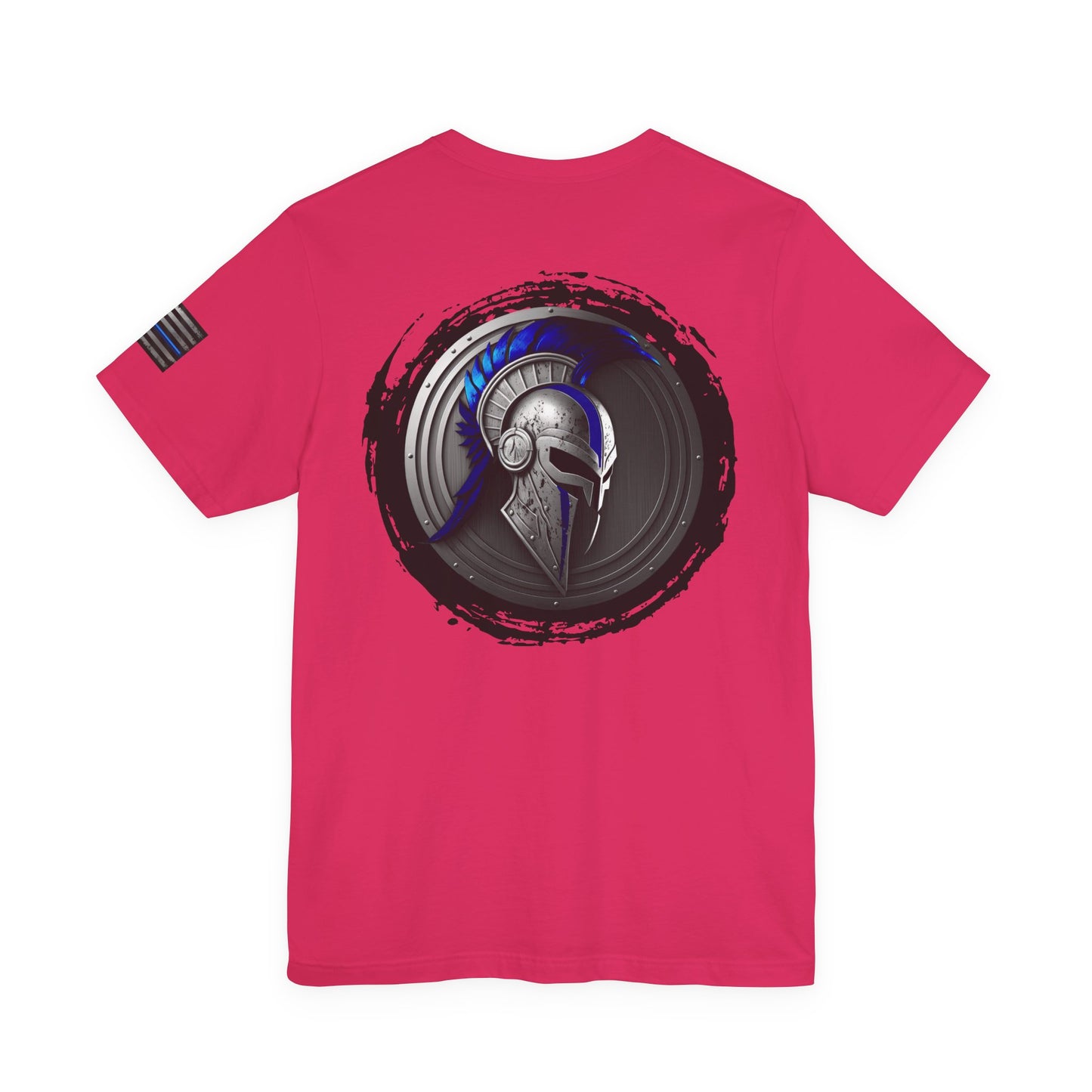 Grunge Spartan Thin Blue Line American Flag T-Shirt – Honor & Valor Police Tribute Tee