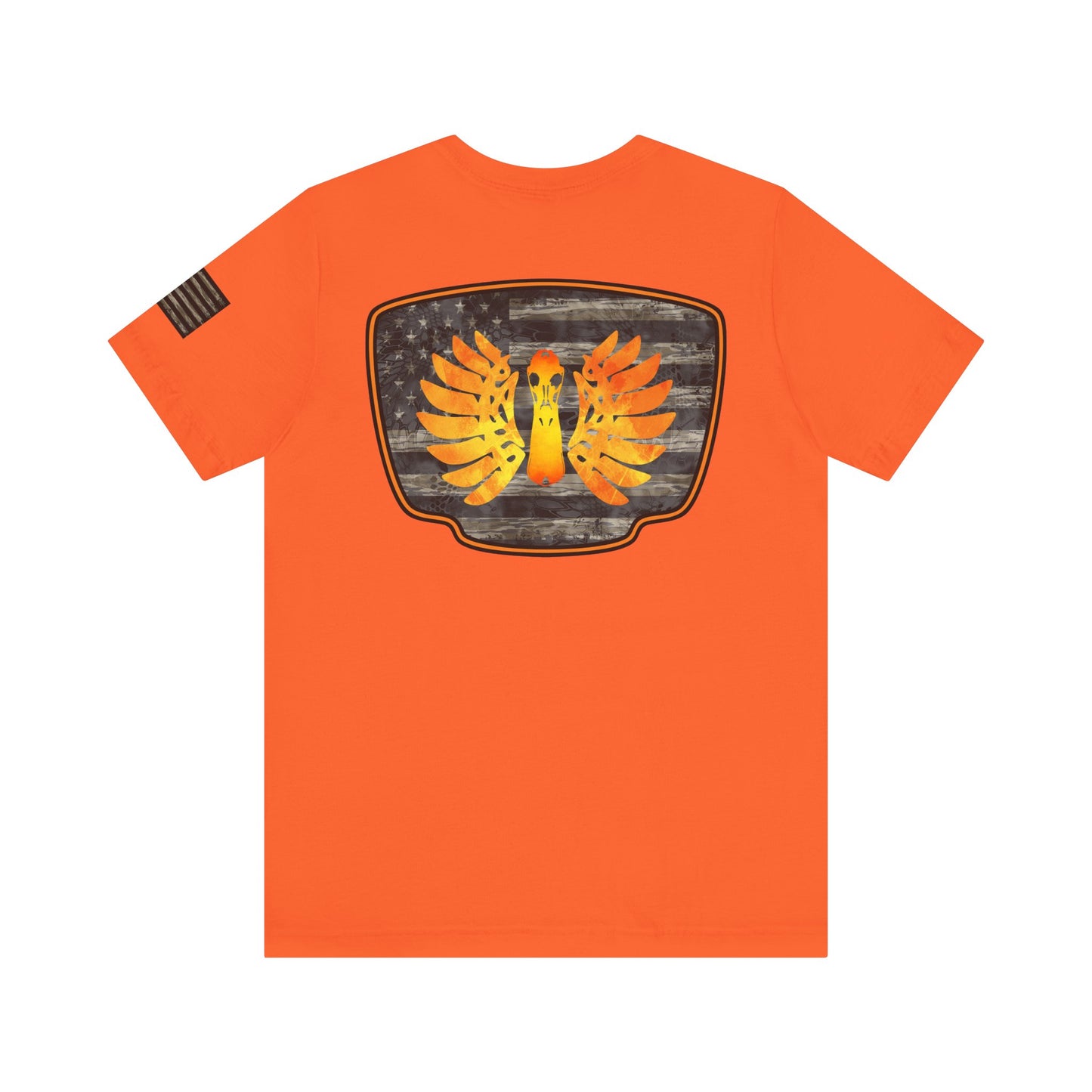 Duck Hunt Badge T-Shirt – Mossy Camo Print, Crossed Guns & Duck Skull Graphic