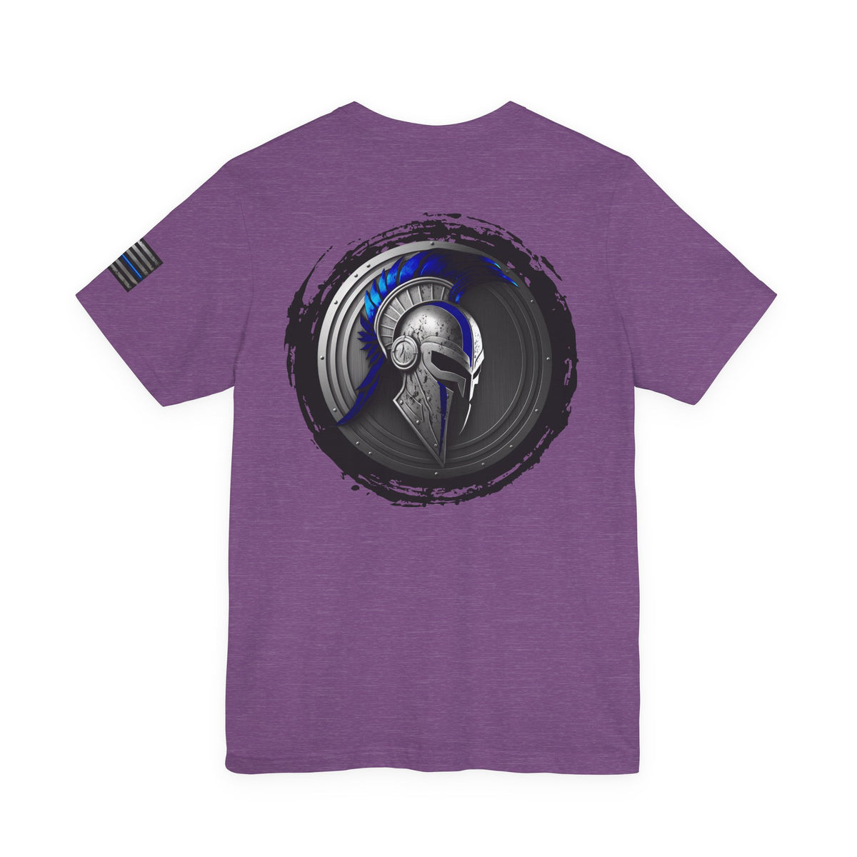 Grunge Spartan Thin Blue Line American Flag T-Shirt – Honor & Valor Police Tribute Tee