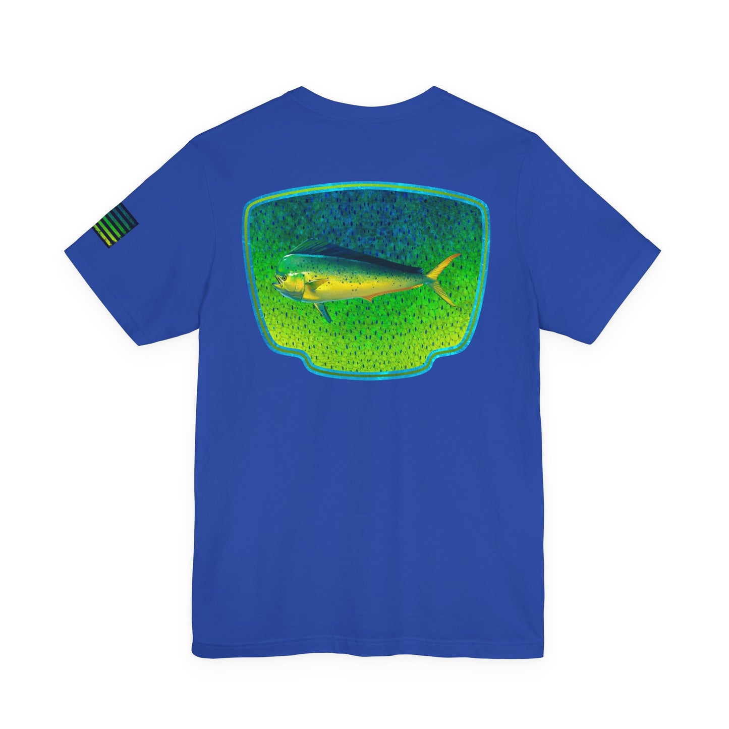Bright Mahi Mahi Fish Skin Badge Tee – Bold Saltwater Fishing Shirt for Ocean Lovers