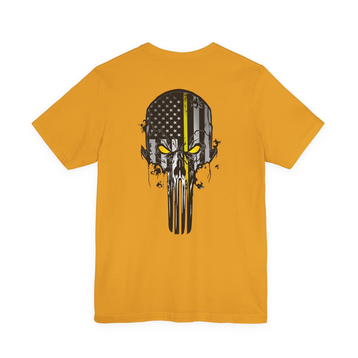 Thin Yellow Line American Flag Skull Tee