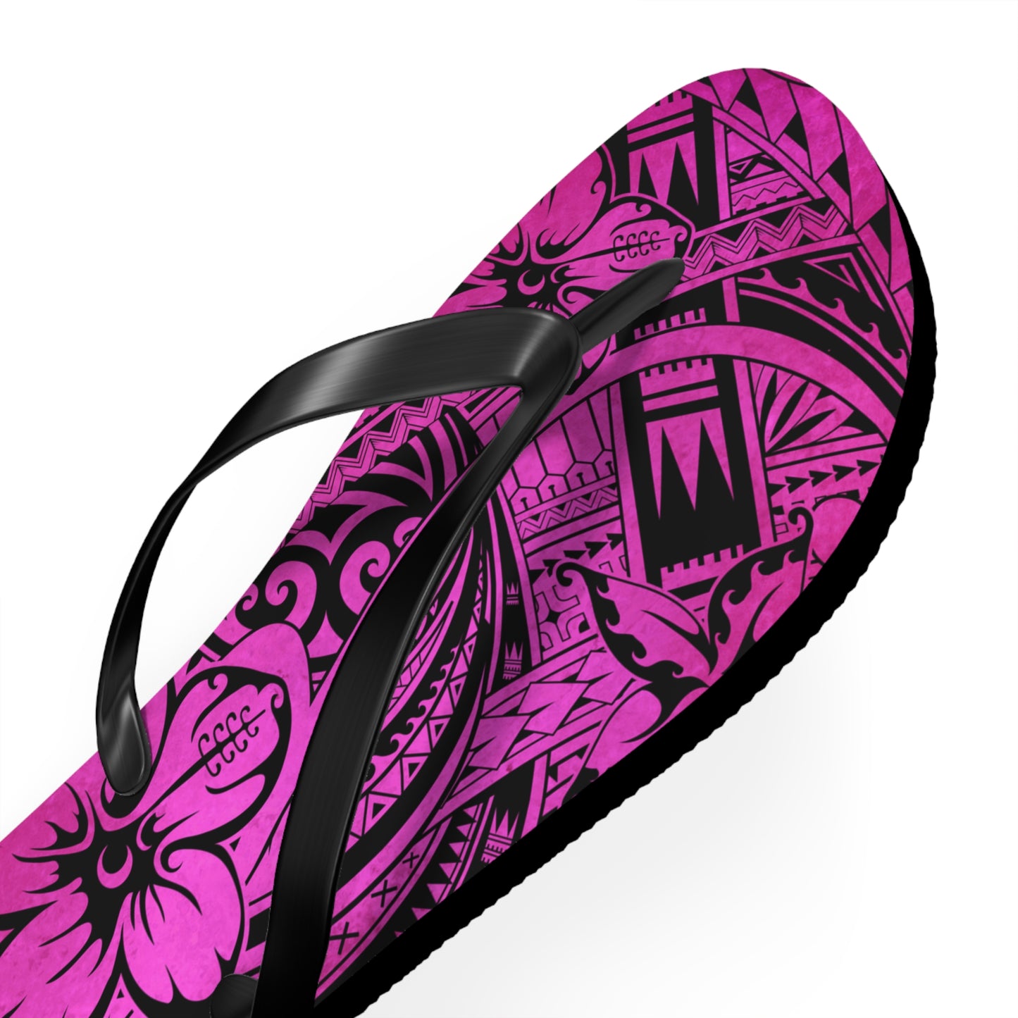 Polynesian Pink Flip Flops - Boho Beach Footwear, Summer Sandals, Vacation Shoes, Hibiscus Print, Gift for Her