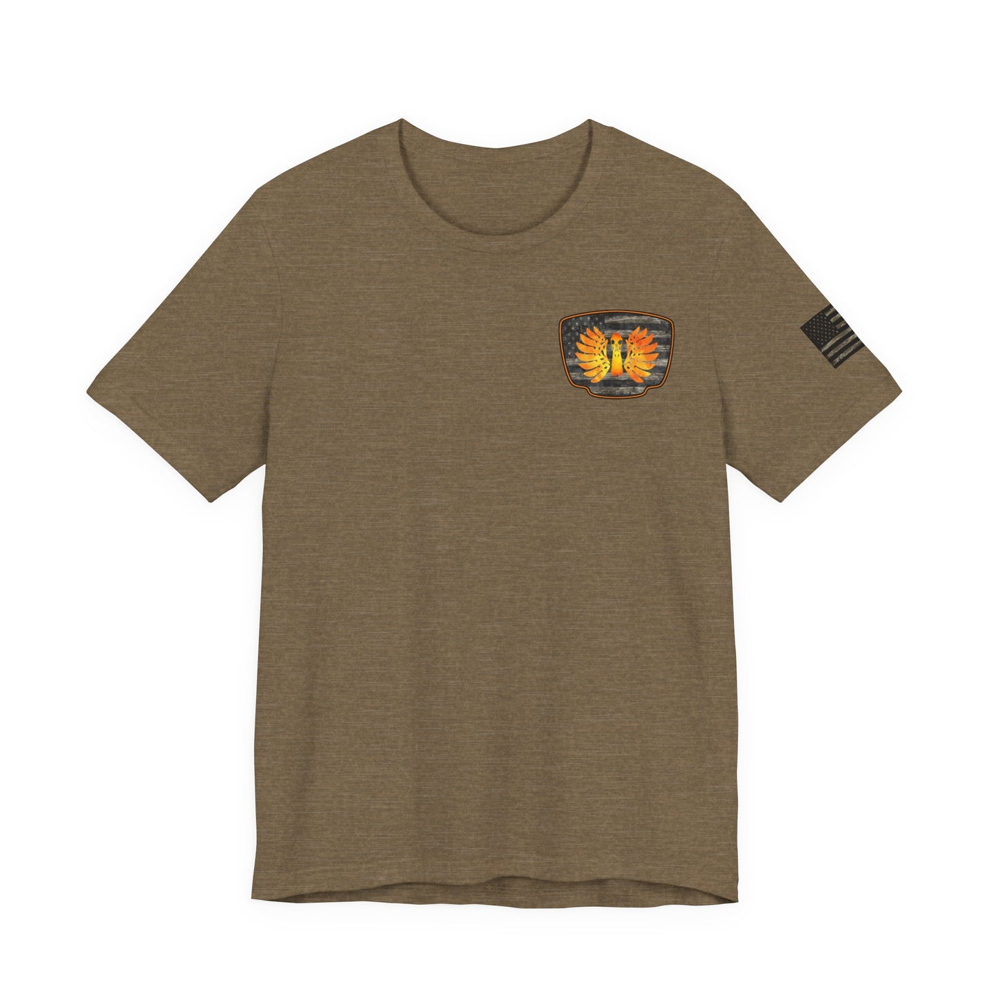 Duck Hunt Badge T-Shirt – Mossy Camo Print, Crossed Guns & Duck Skull Graphic