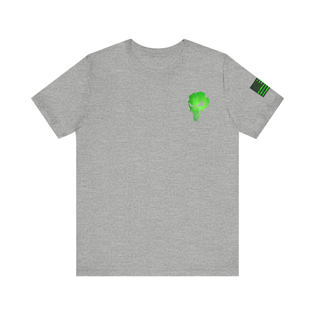 Green Punisher Skull with Hex Camo – Tactical Military Style Grunge Tee