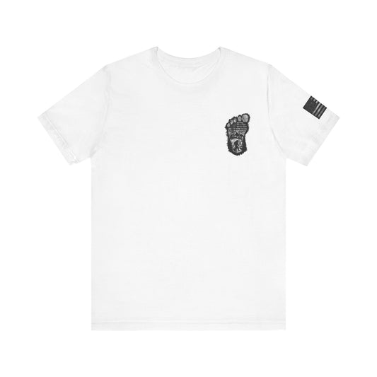 Bigfoot American Flag Camo Tee, Sasquatch Patriotic Shirt, Unisex Graphic Tee, Outdoor Adventure Top, Men's Women's Tee