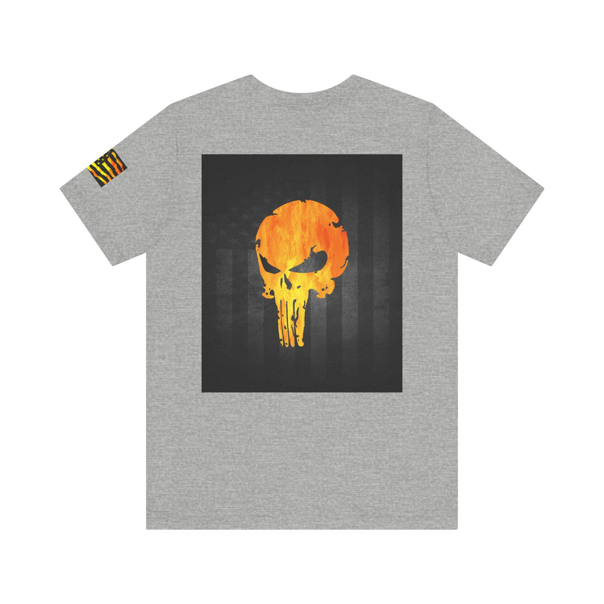 Orange Grunge Punisher Skull – Neon Grunge Vigilante Graphic for Shirts, Decals & Prints