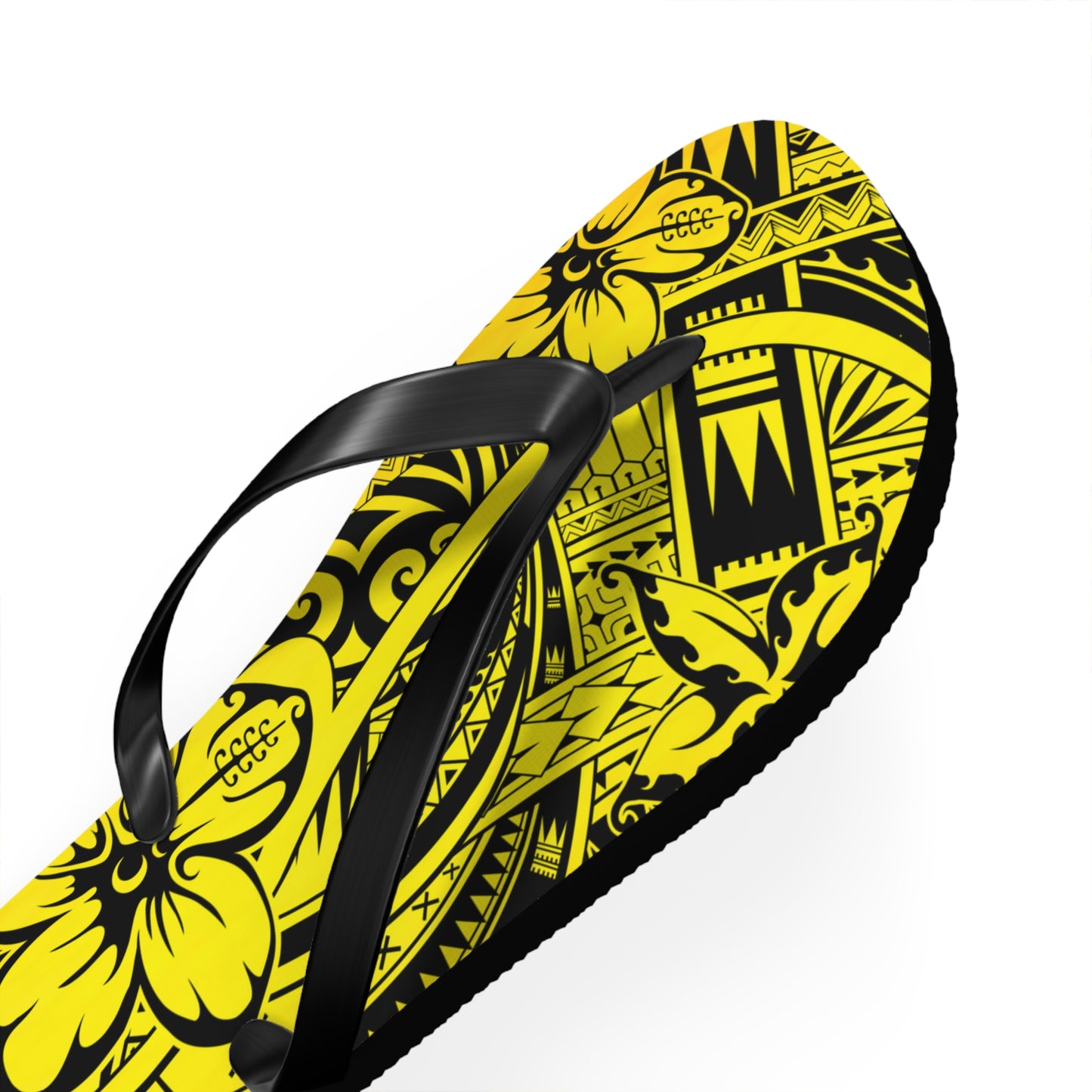 Polynesian Yellow Flip Flops, Summer Beach Sandals, Tropical Vacation Footwear, Gift for Her, Bohemian Style Footwear