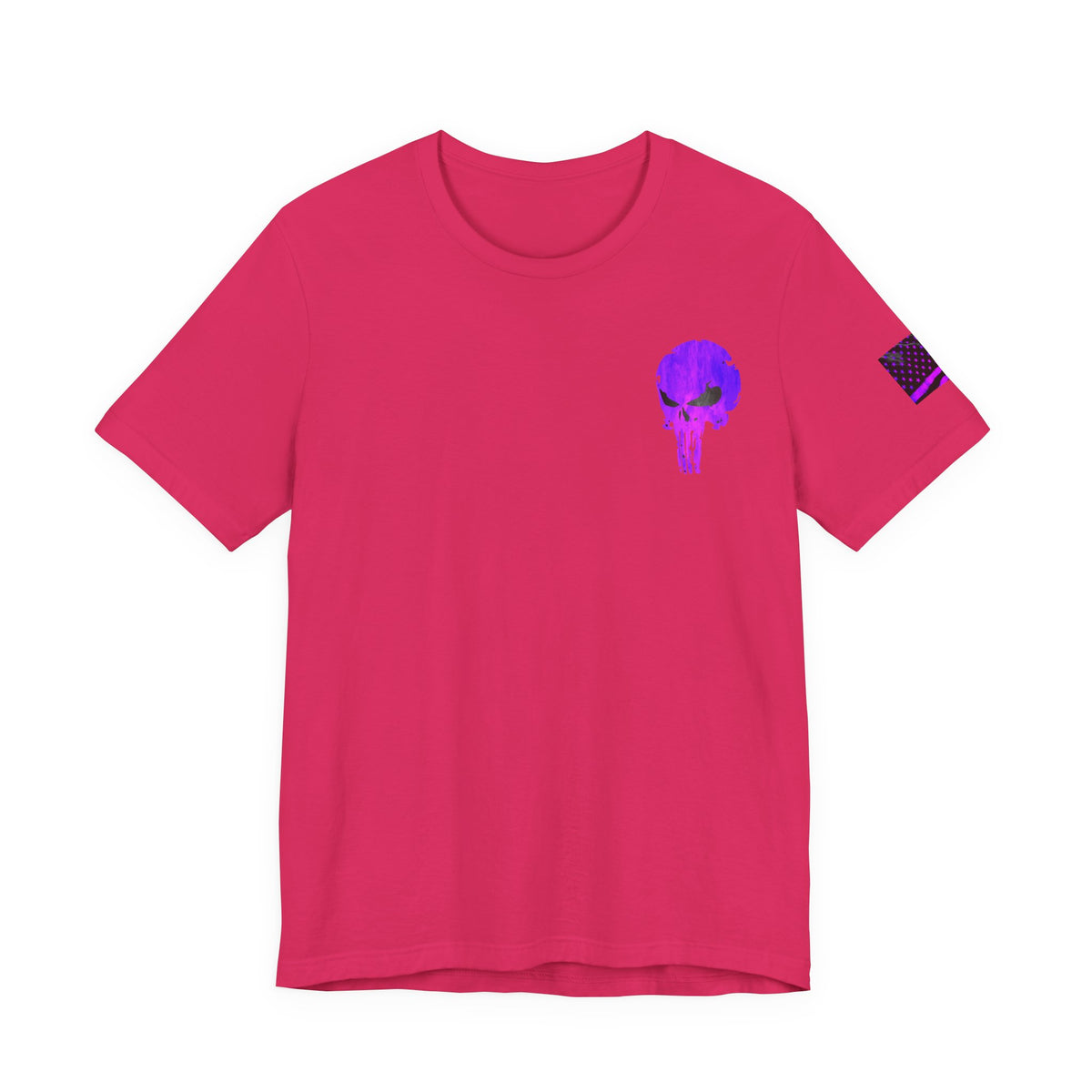 Purple Grunge Punisher Skull – Neon Grunge Vigilante Graphic for Shirts, Decals & Prints