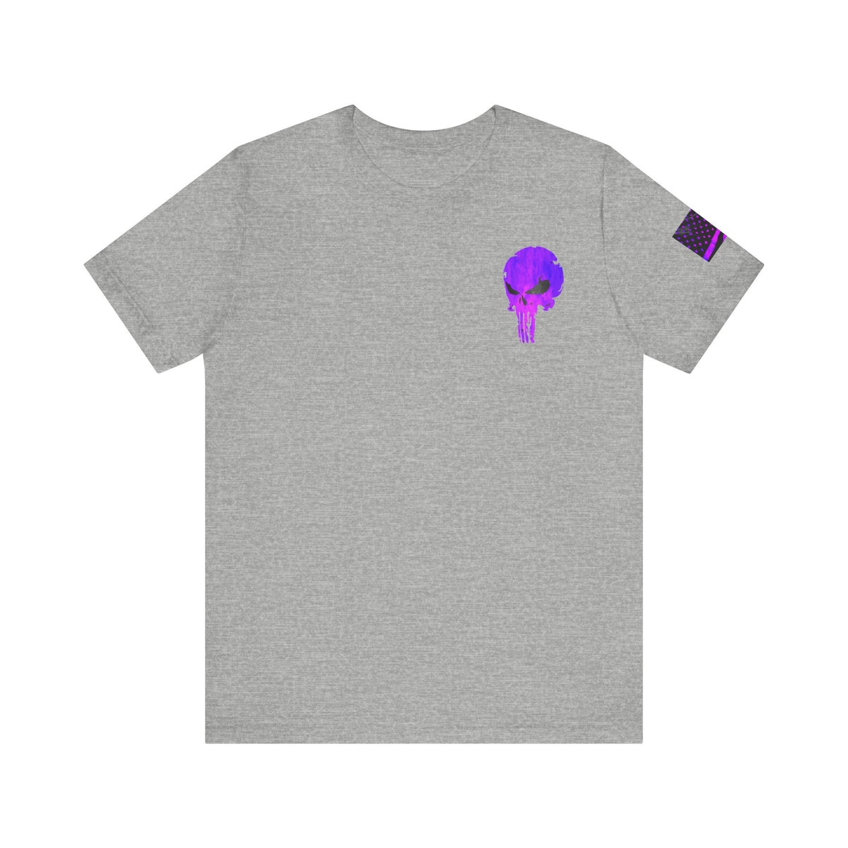 Purple Grunge Punisher Skull – Neon Grunge Vigilante Graphic for Shirts, Decals & Prints