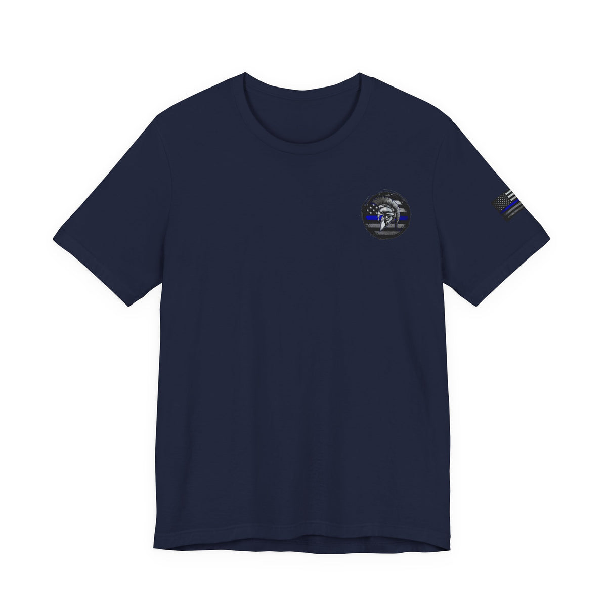 Spartan Thin Blue Line American Flag T-Shirt – Honor & Valor Police Tribute Tee