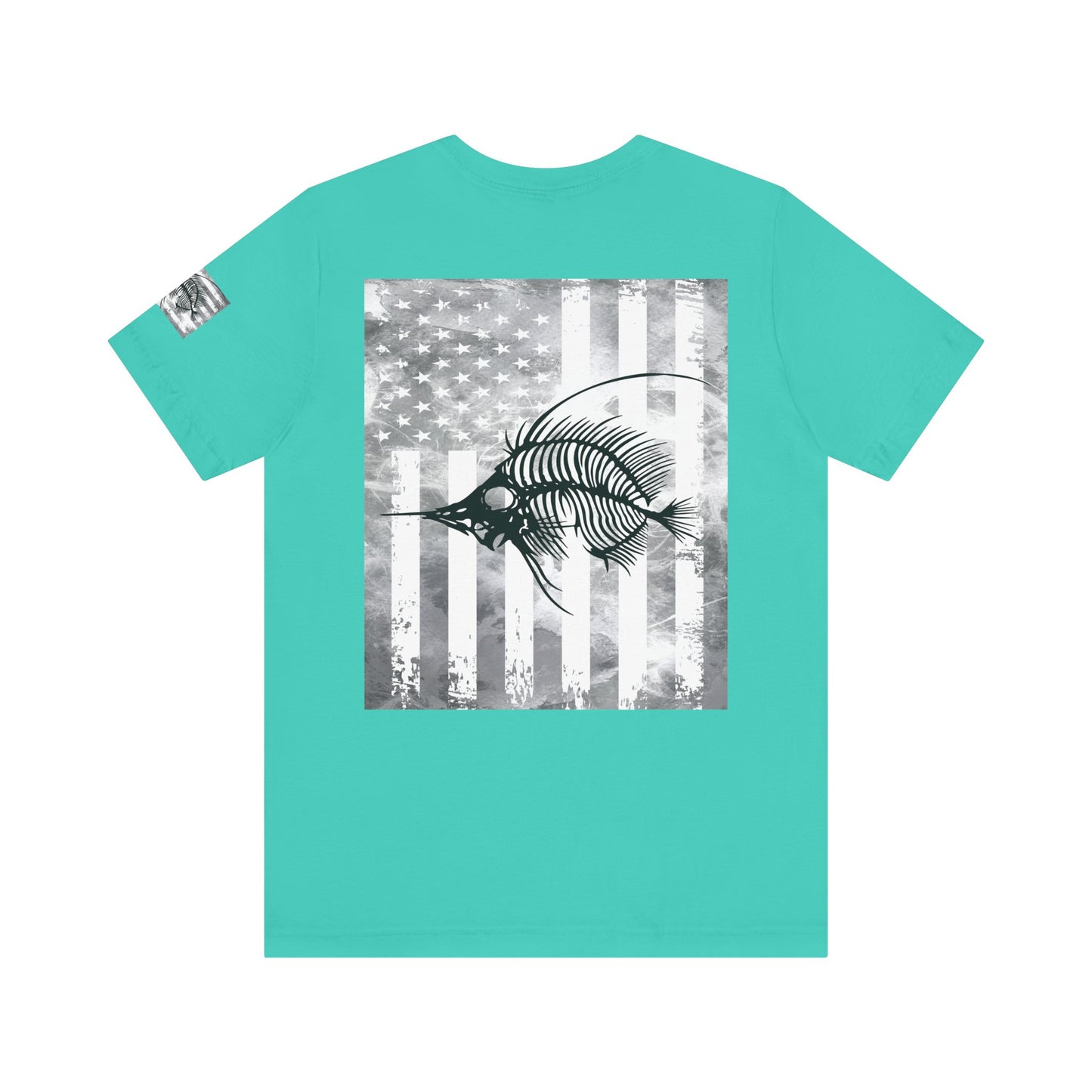 SwordFish Skeleton Grunge American Flag Tee, Patriotic USA Shirt, Vintage American Flag