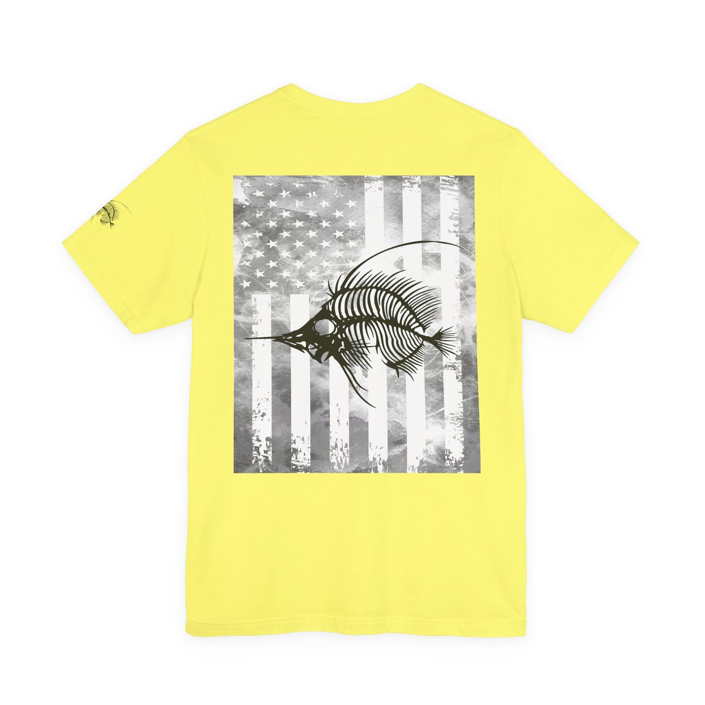 Fish Skeleton Grunge American Flag Tee, Patriotic USA Shirt, Vintage American Flag