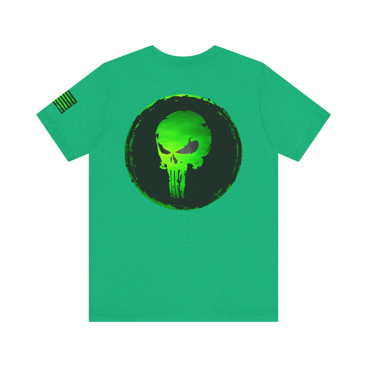 Toxic Green Punisher Skull – Neon Grunge Vigilante Graphic for Shirts, Decals & Prints