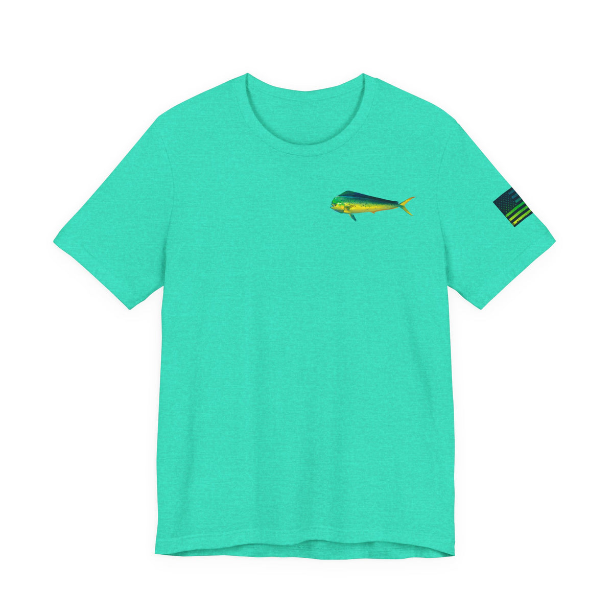 Patriotic Mahi Mahi Flag T-Shirt – Bold Saltwater Fishing Graphic Tee