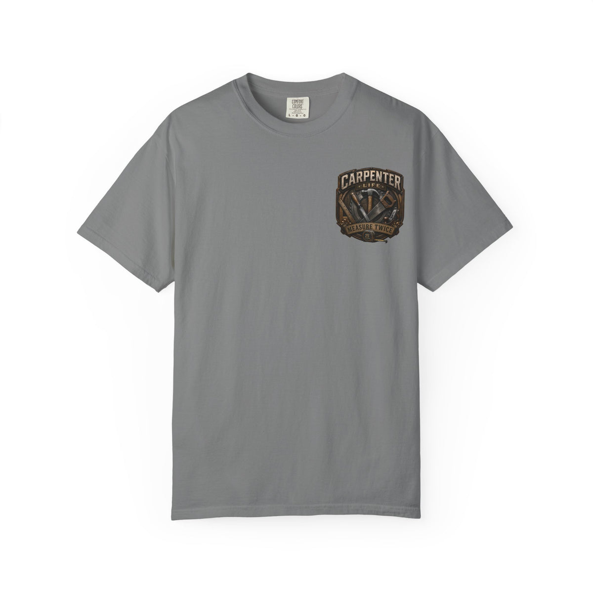 Carpenter Life T-Shirt – 'Measure Twice' Vintage Tool Emblem