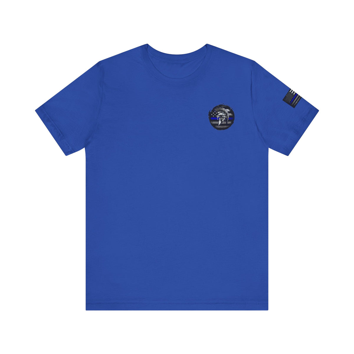 Spartan Thin Blue Line American Flag T-Shirt – Honor & Valor Police Tribute Tee