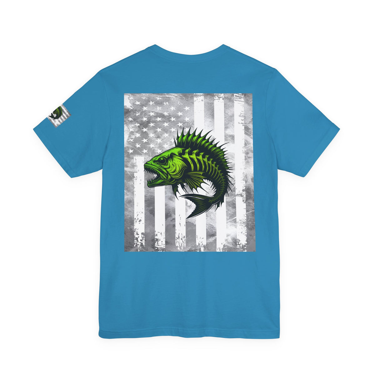 Angler Grunge American Flag Tee, Patriotic USA Shirt, Vintage American Flag