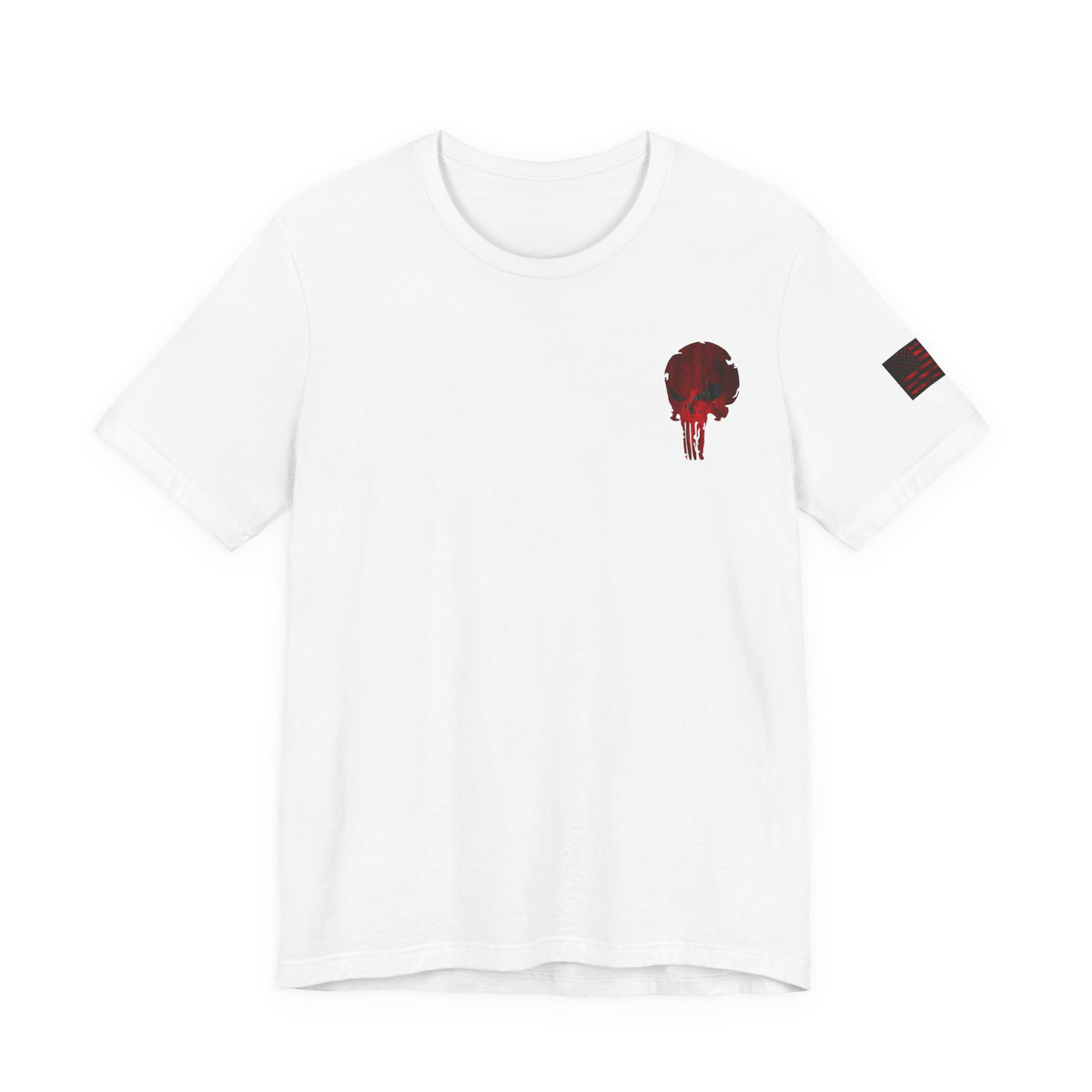 Punisher Skull Red Grunge Distressed Design – Tactical Graphic Art for Shirts, Decals, and Merch