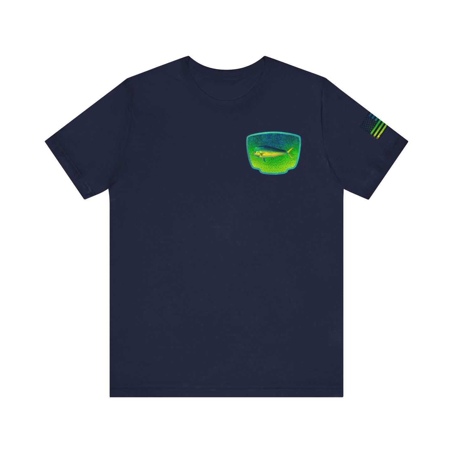 Bright Mahi Mahi Fish Skin Badge Tee – Bold Saltwater Fishing Shirt for Ocean Lovers