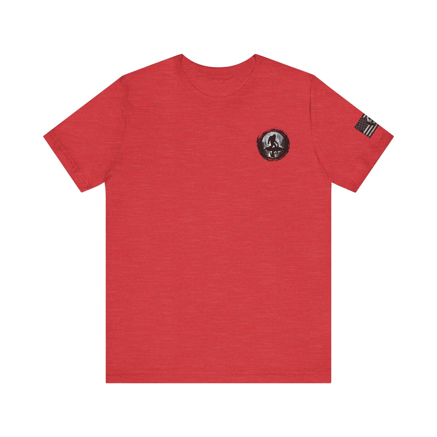 Bigfoot American Flag Adventure-Ready Unisex Tee, Perfect for Campouts, Gifts, Outdoor Wear