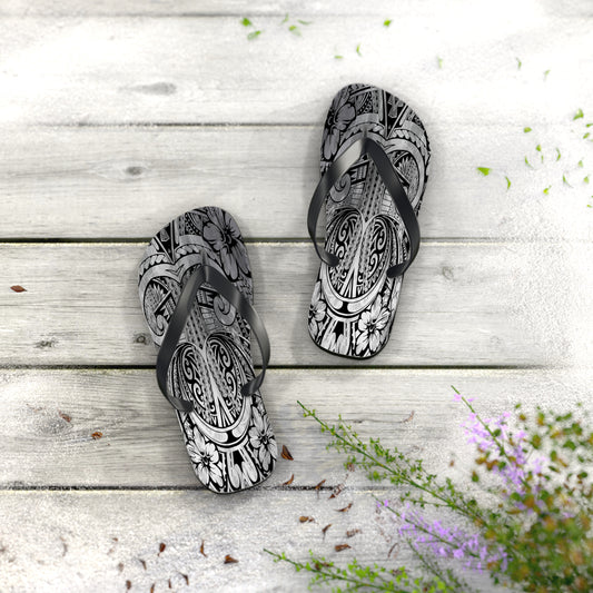 Polynesian Storm Flip Flops - Beach Vibes, Summer Sandals, Festival Footwear, Unique Gift, Vacation Essentials