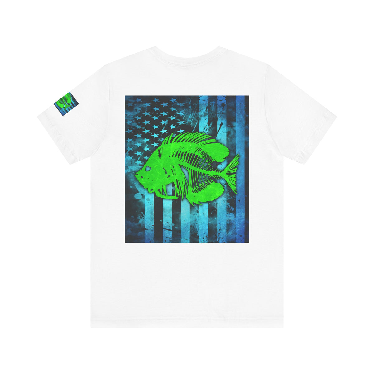 Green Pearch Angler Grunge American Flag Tee, Patriotic USA Shirt, Vintage American Flag