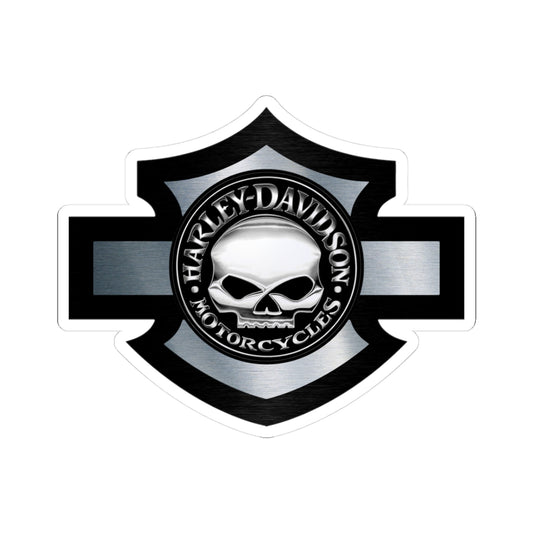 Chrome Skull HD Shield Sticker | Polished Steel Biker Emblem Decal for Helmets, Toolboxes & Garage Gear, ArtKiss-Cut Stickers