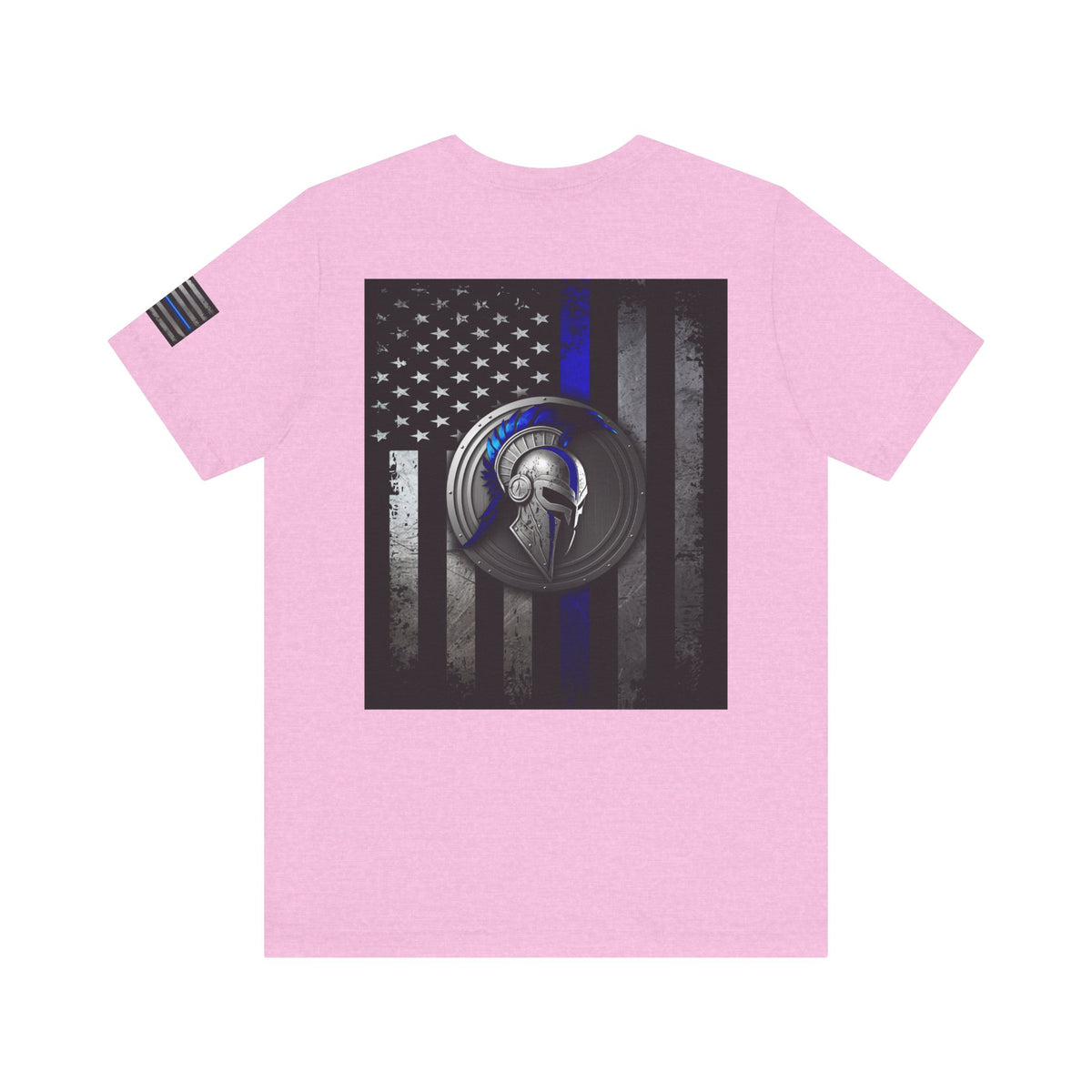 Spartan Helmet Flag Shirt – Thin Blue Line American Patriotic Tee for Law Enforcement Support