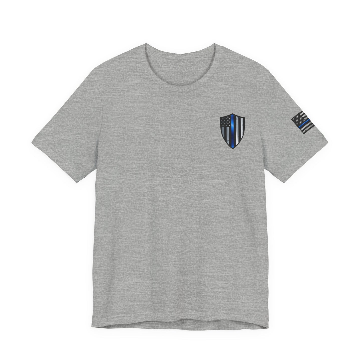 Grunge Stone Spartan Thin Blue Line American Flag T-Shirt – Honor & Valor Police Tribute Tee