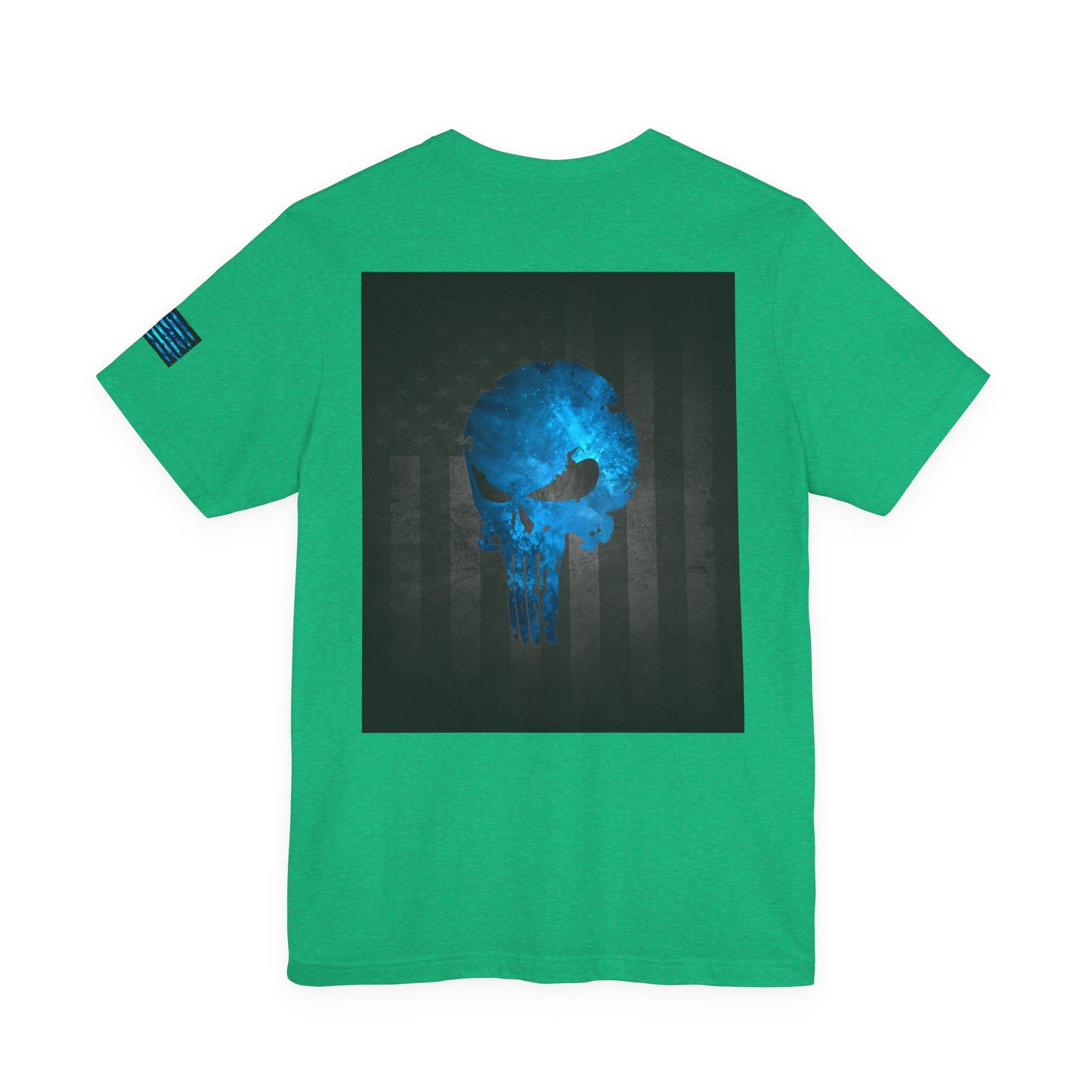 Blue Grunge Punisher Skull – Neon Grunge Vigilante Graphic for Shirts, Decals & Prints