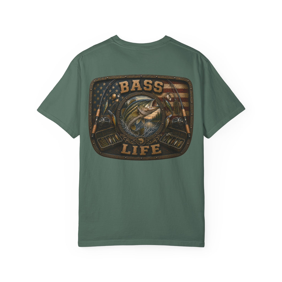 Bass Life T-Shirt — Retro American Flag Bass Fishing Tee