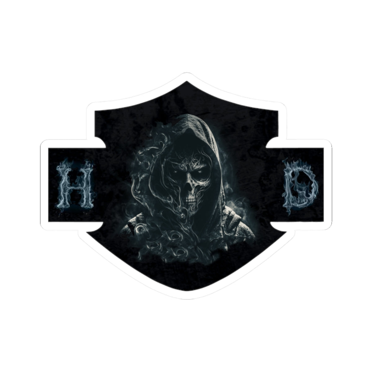 Smoke Reaper HD Sticker | Grim Skull Biker Decal for Helmets, Laptops, Toolboxes & Garage Gear, ArtKiss-Cut Stickers