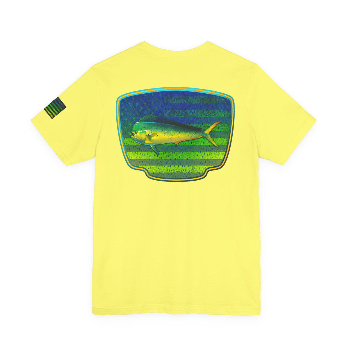 Patriotic Mahi Mahi Flag T-Shirt – Bold Saltwater Fishing Graphic Tee