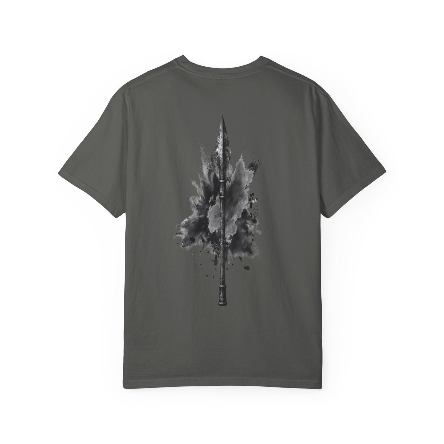 Spartan Warrior T-Shirt – Greek Helmet Circle Design Front & Spear Back | Warrior Graphic Tee
