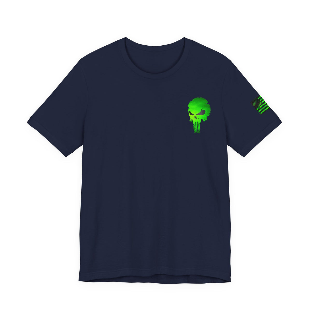 Toxic Green Punisher Skull – Neon Grunge Vigilante Graphic for Shirts, Decals & Prints