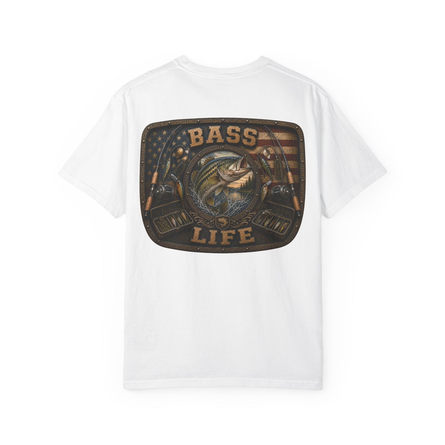 Bass Life T-Shirt — Retro American Flag Bass Fishing Tee