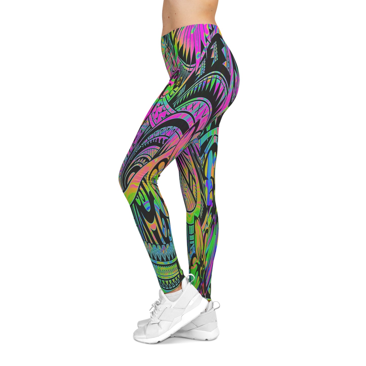 Psychedelic Tribal Print Leggings — Colorful All-Over-Print Women's Yoga Leggings