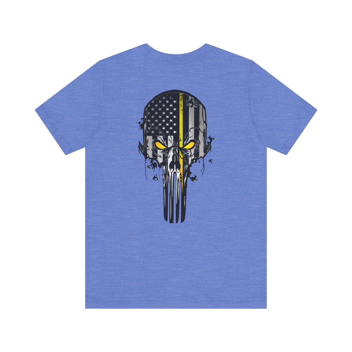 Thin Yellow Line American Flag Skull Tee