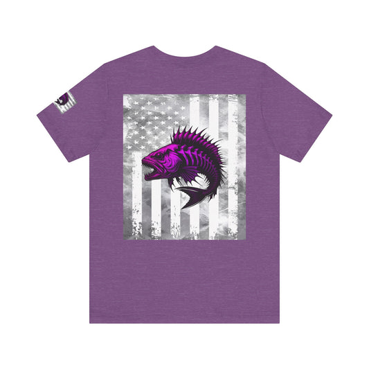 Fish Grunge American Flag Tee, Patriotic USA Shirt, Vintage American Flag