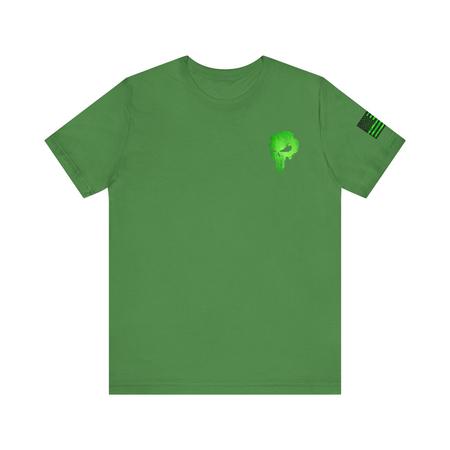 Green Punisher Skull with Hex Camo – Tactical Military Style Grunge Tee