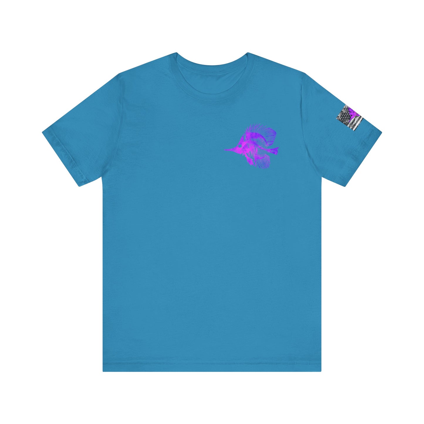 Purple Fish Angler Grunge American Flag Tee, Patriotic USA Shirt, Vintage American Flag