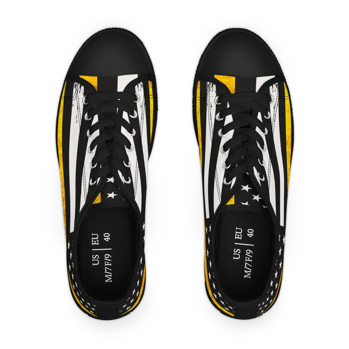 Thin Yellow Line American Flag Low Top Sneakers – 911 Dispatcher Shoes for Women, Casual Canvas Streetwear