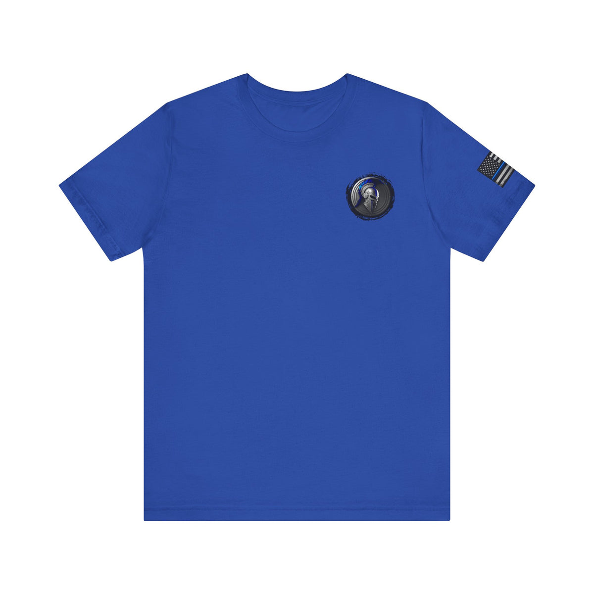 Spartan Helmet Flag Shirt – Thin Blue Line American Patriotic Tee for Law Enforcement Support