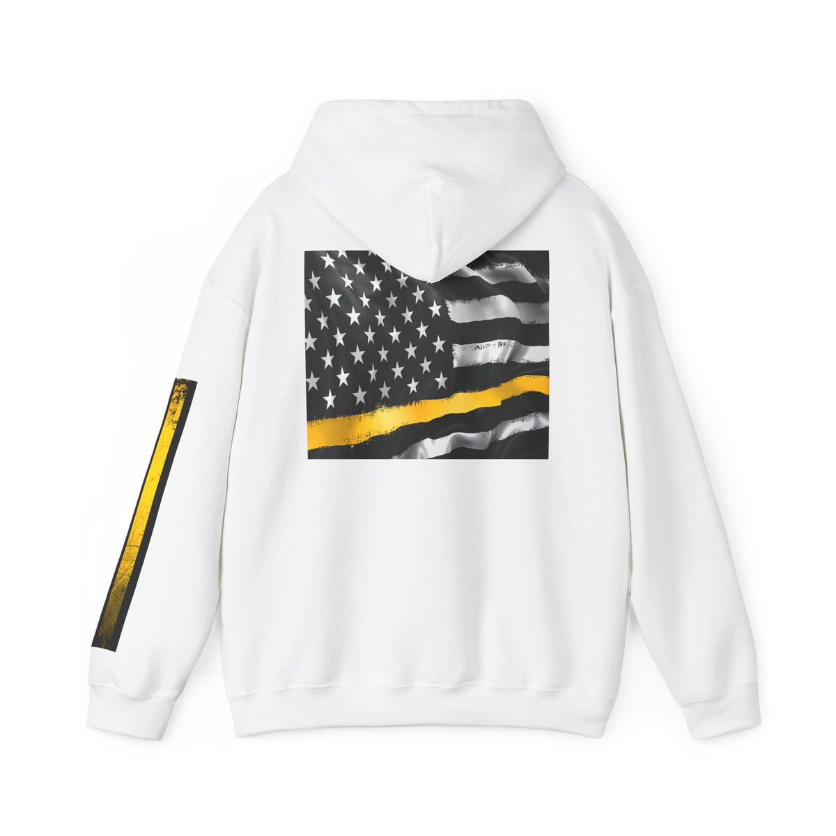 911 Dispatcher Thin Yellow Line American Flag Heart Hoodie, Dispatcher Hooded Sweatshirt, First Responder Gift, Patriotic