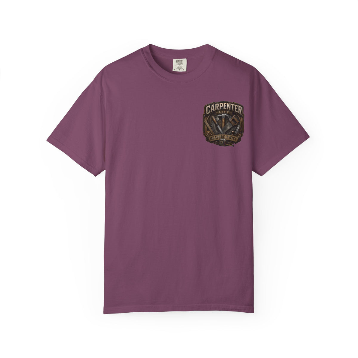 Carpenter Life T-Shirt – 'Measure Twice' Vintage Tool Emblem