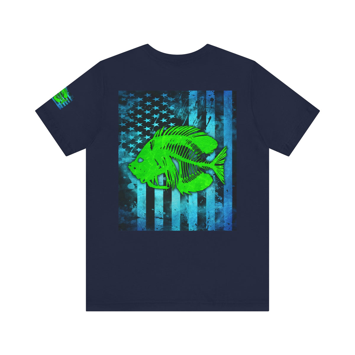 Green Pearch Angler Grunge American Flag Tee, Patriotic USA Shirt, Vintage American Flag