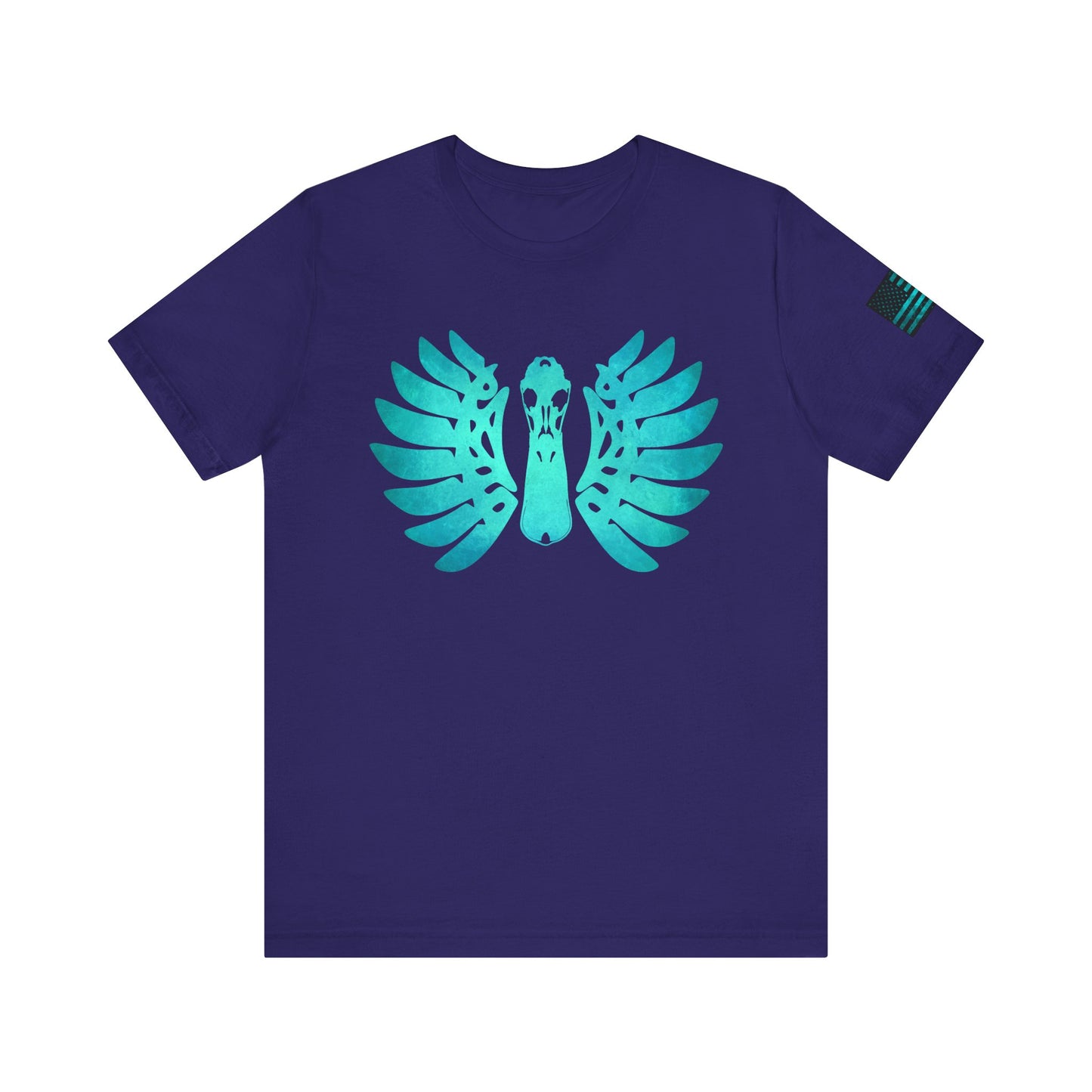 Duck Skull Wings T-Shirt – Ice Blue Bone-Wing Design, 100% Airlume Cotton Hunting Tee, Breathable & Durable Outdoor Shirt