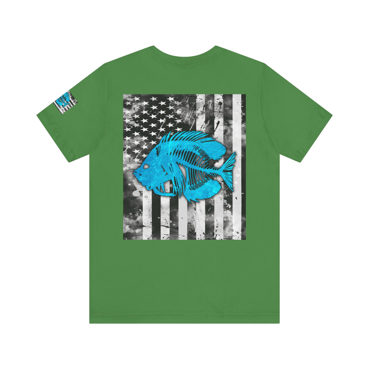 Blue Pearch Angler Grunge American Flag Tee, Patriotic USA Shirt, Vintage American Flag