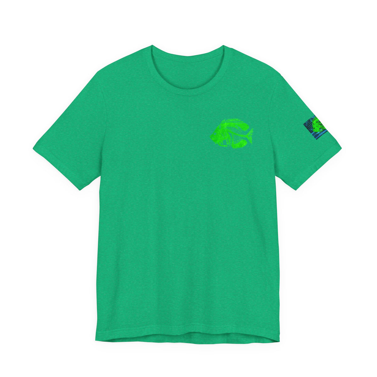 Green Pearch Angler Grunge American Flag Tee, Patriotic USA Shirt, Vintage American Flag
