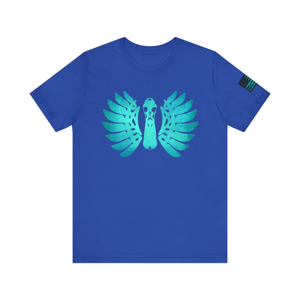 Duck Skull Wings T-Shirt – Ice Blue Bone-Wing Design, 100% Airlume Cotton Hunting Tee, Breathable & Durable Outdoor Shirt